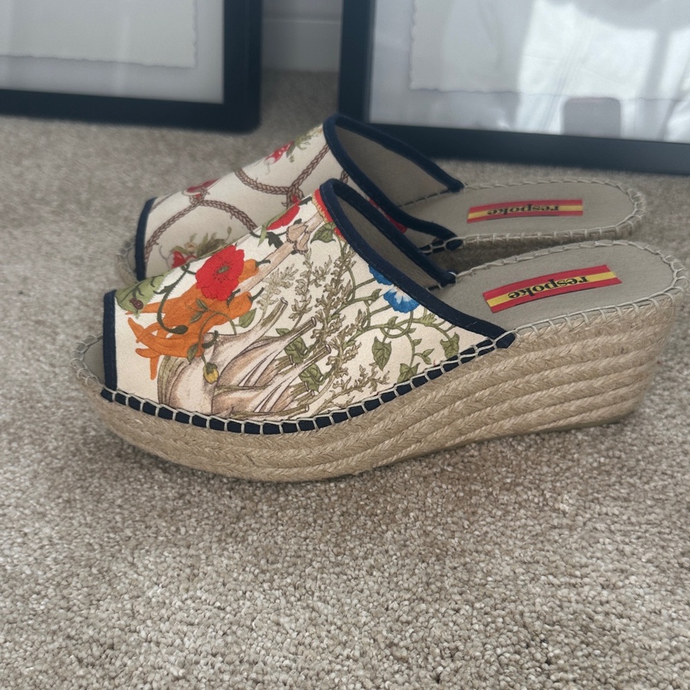 Respoke - Gucci Scarf Upcycled Floral Espadrille Wedge Sandals - Picture 5 of 13
